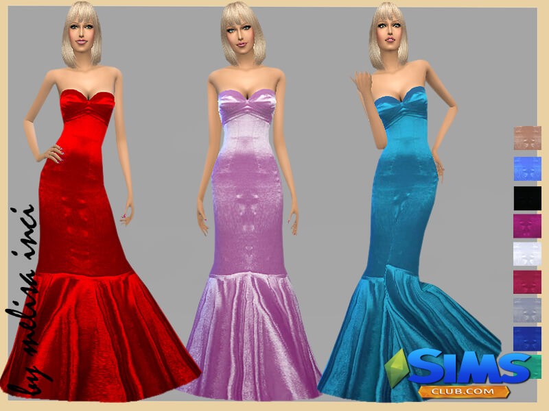 sims - The Sims 4: Женская выходная одежда Mermaid-Satin-Dress