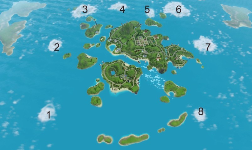 как открыть скрытые острова в Симс 3: Райские острова