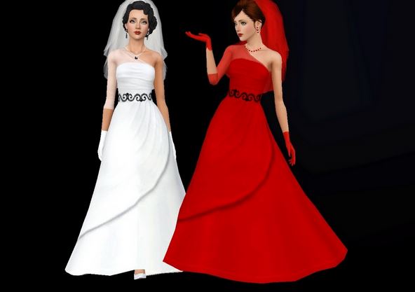 Элегантное и стильное свадебное платье для Симс 3