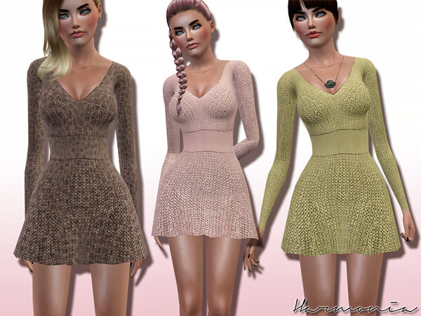 Платье Bleached Ribbed Sweater Dress для Симс 3 | Скриншот 1