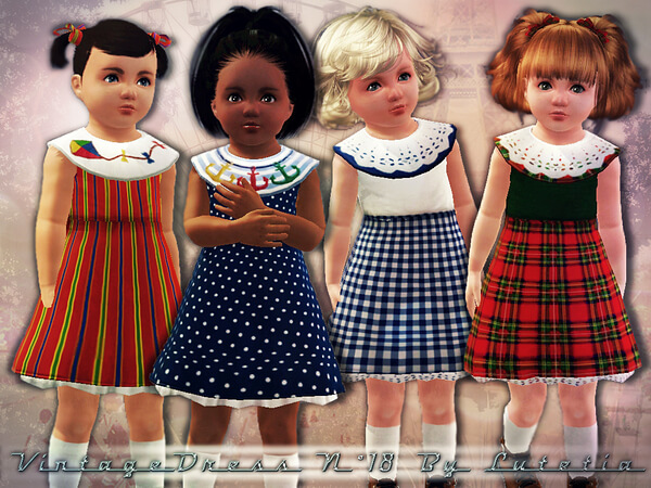 Детская одежда Vintage Dress №18 для Симс 3 | Скриншот 4