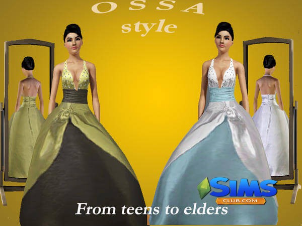 Платье Dress F058 Empire Line для Симс 3 | Скриншот 6