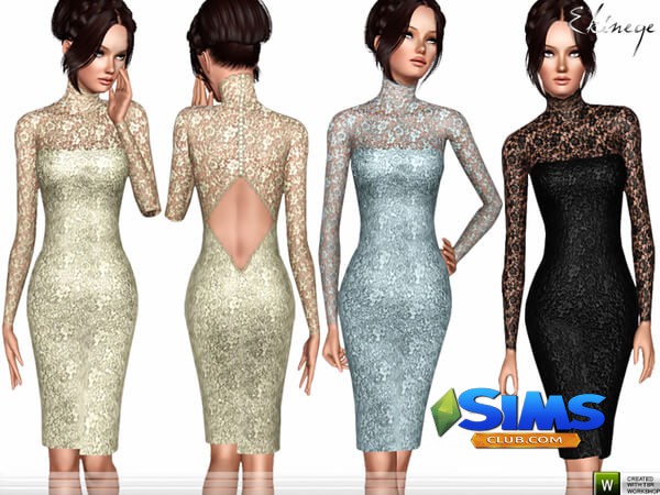 Платье Open Back Lace Dress для Симс 3 | Скриншот 1