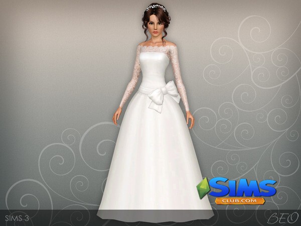 Платье Wedding dress 45 для Симс 3 | Скриншот 3