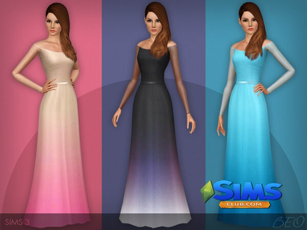 Платье Transparent sleeves dress для Симс 3 | Скриншот 2