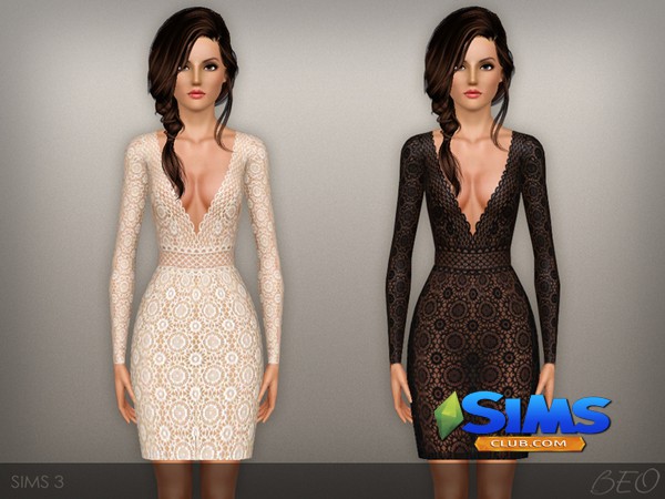Платье Lace transparent dress 02 для Симс 3 | Скриншот 3