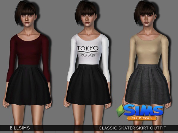 Юбка Classic Skater Skirt Outfit для Симс 3 | Скриншот 6