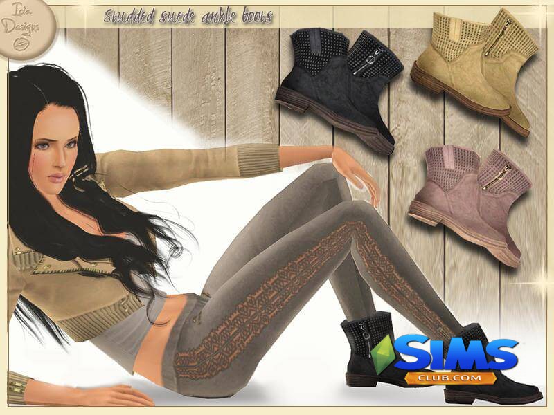 Обувь Studded suede ankle boots для Симс 3 | Скриншот 2
