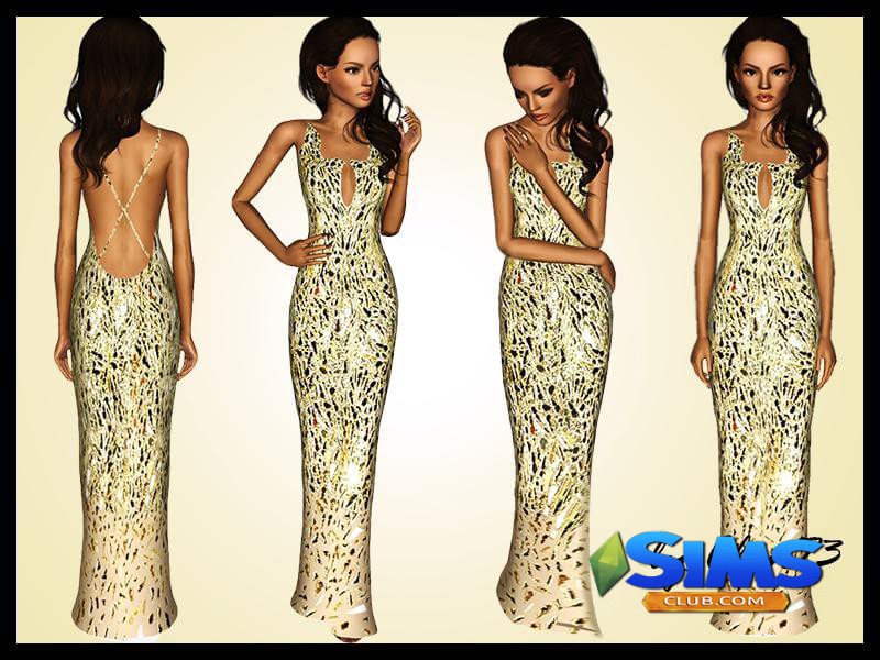 Платье Gold Mirror Gown для Симс 3 | Скриншот 5