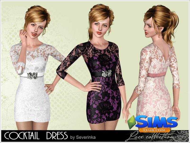 Платье Lace cocktail dress для Симс 3 | Скриншот 5