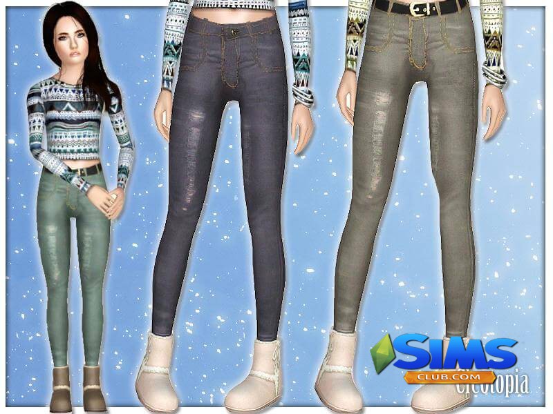Джинсы TEEN Skinny jeans High waist для Симс 3 | Скриншот 5