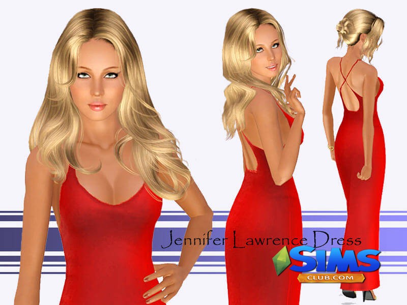 Платье Jennifer Lawrence Dress для Симс 3 | Скриншот 3