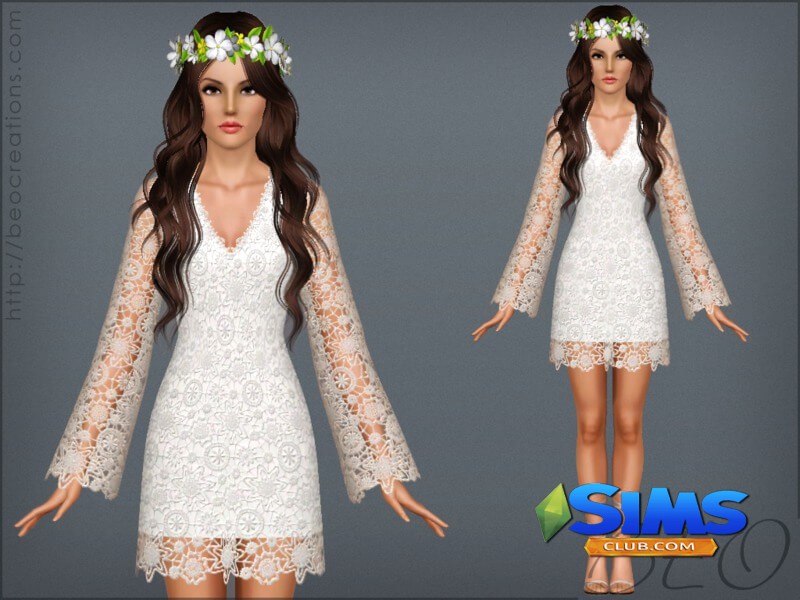 Платье Bohemian wedding dress для Симс 3 | Скриншот 2