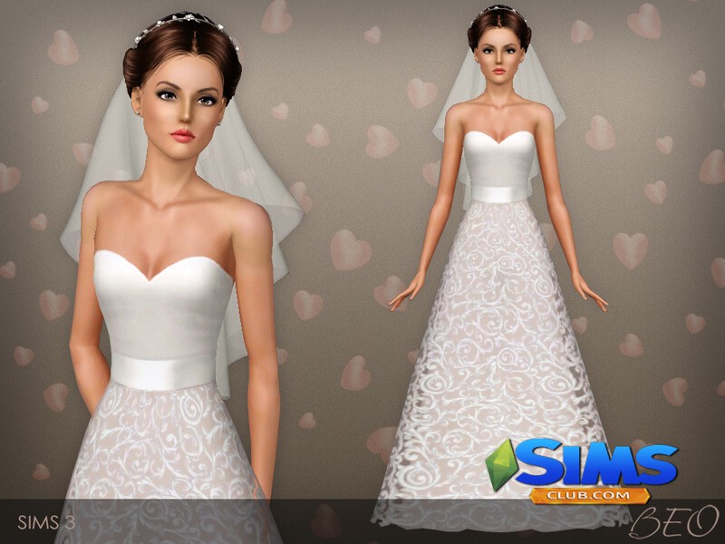 Платье Wedding dress 36 для Симс 3 | Скриншот 2