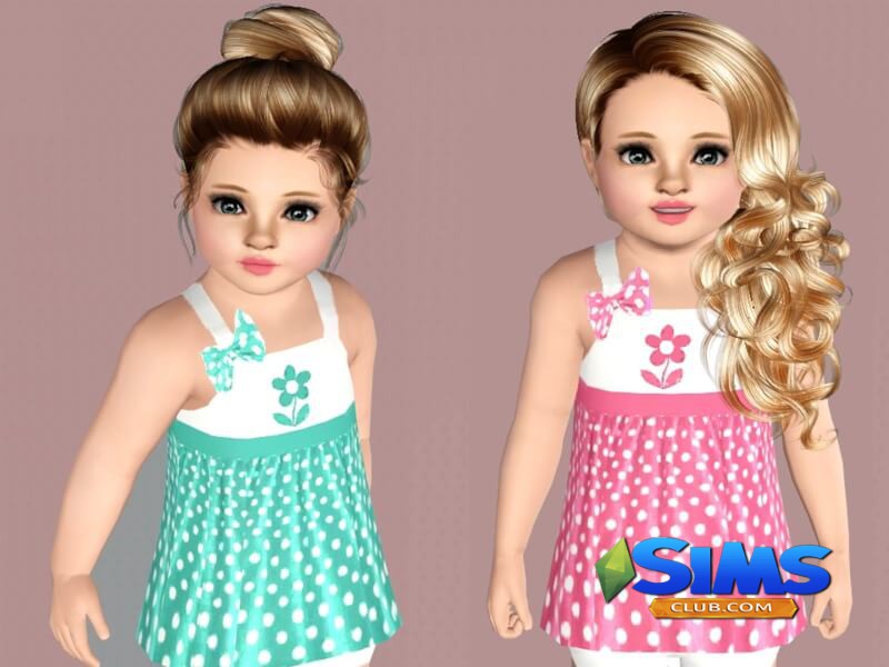 Детское платье Polka Dot Toddler Dresses для Симс 3 | Скриншот 2