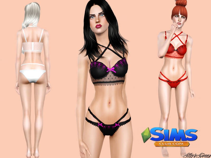 Комплект белья Strappy lingerie set для Симс 3 | Скриншот 9