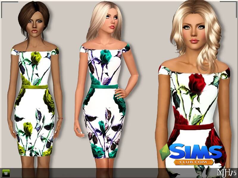 Платье S3 Roses Dress для Симс 3 | Скриншот 4