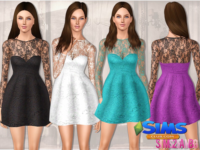 Платье 430 - Teen lace dress для Симс 3 | Скриншот 3