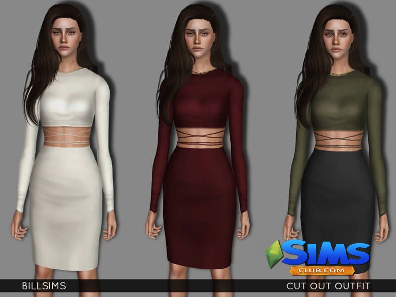 Платье Cut Out Outfit для Симс 3 | Скриншот 4