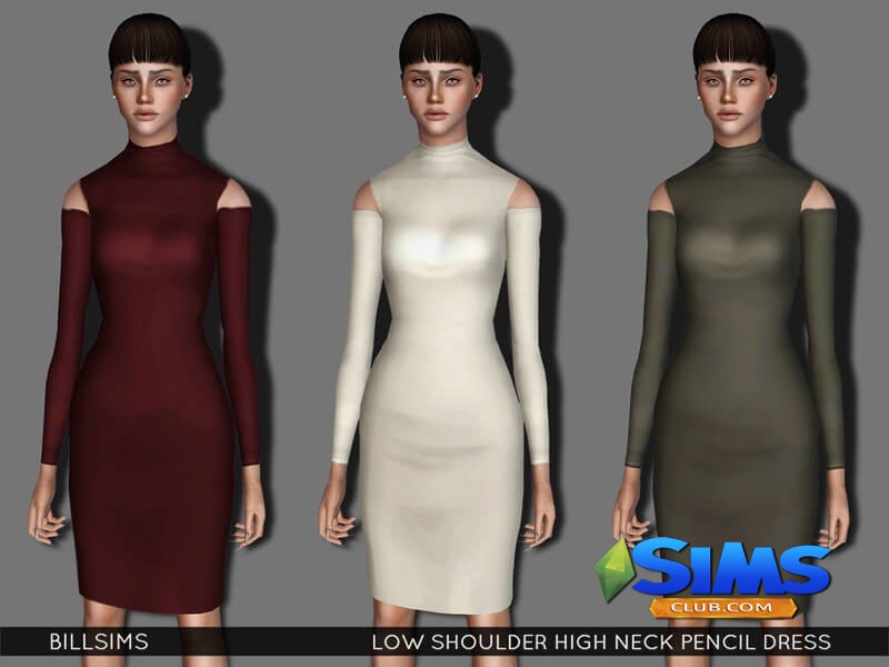 Платье Neck Pencil Dress для Симс 3 | Скриншот 2