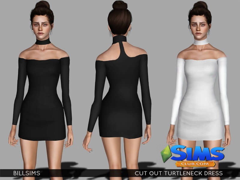 Платье Cut Out Turtleneck Dress для Симс 3 | Скриншот 1