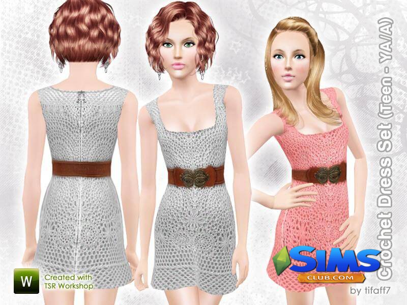 Платье Crochet Dress Set для Симс 3 | Скриншот 4