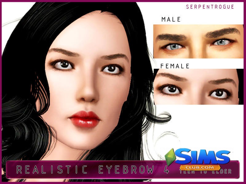 Брови Realistic Eyebrow 4 для Симс 3 | Скриншот 2