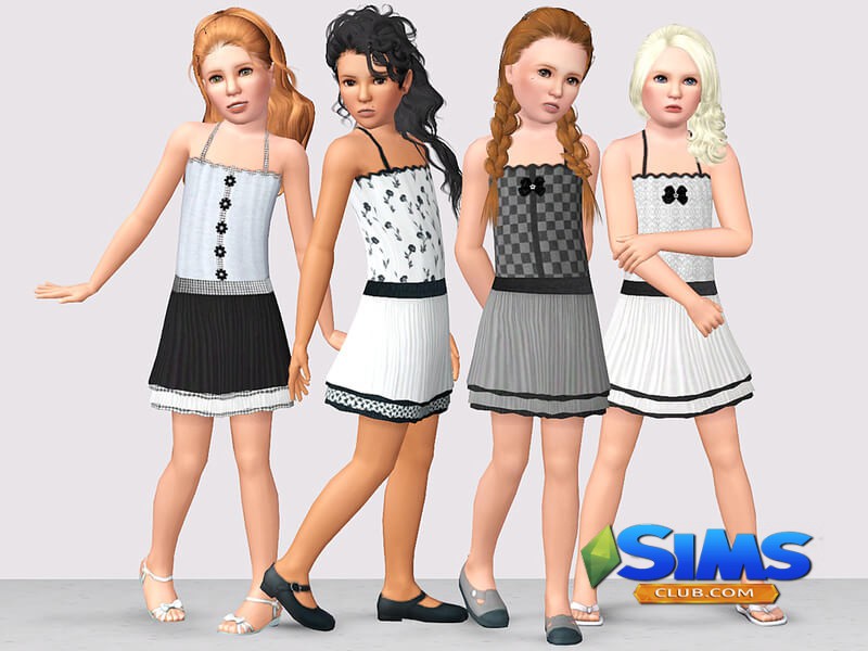 Платье Dress with layered skirt for girls для Симс 3 | Скриншот 2