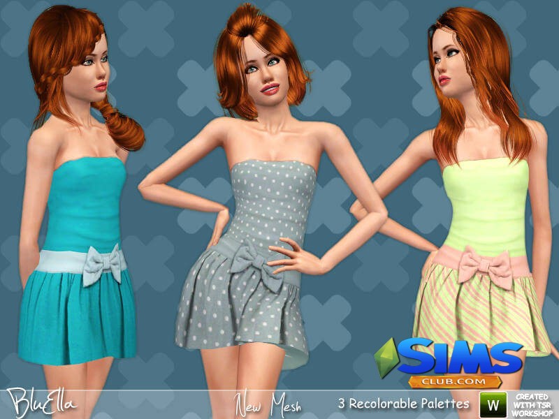 Платье Bow Tie Mini Party Dress для Симс 3 | Скриншот 5