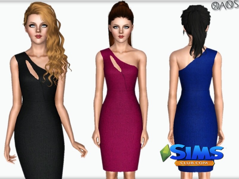 Платье Cut Out Midi Bodycon Dress для Симс 3 | Скриншот 5