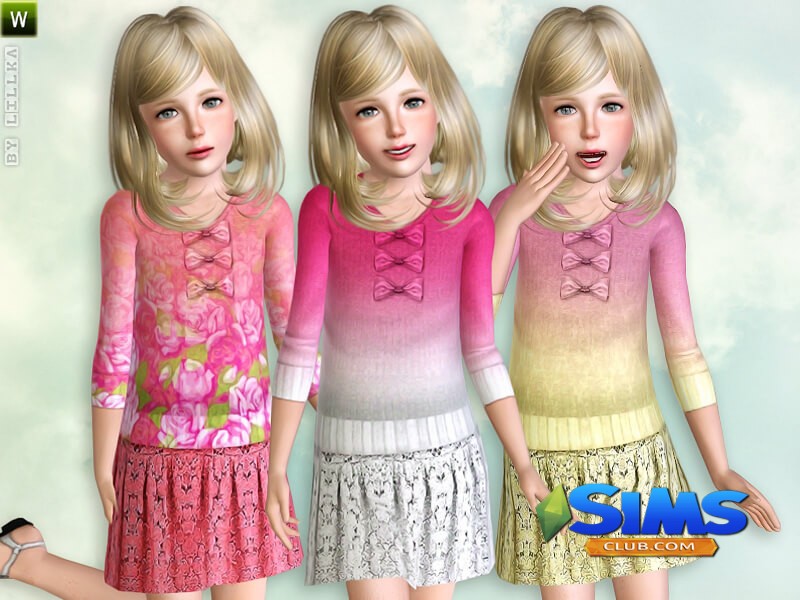 Наряд Knit Sweater with Skirt для Симс 3 | Скриншот 10