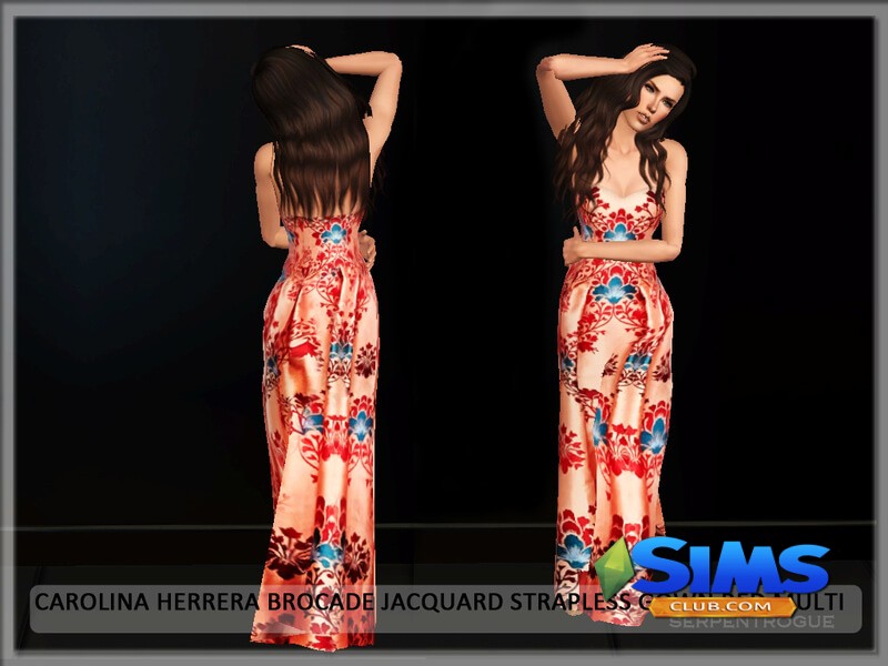 Платье Carolina Herrera Brocade Jacquard для Симс 3 | Скриншот 3