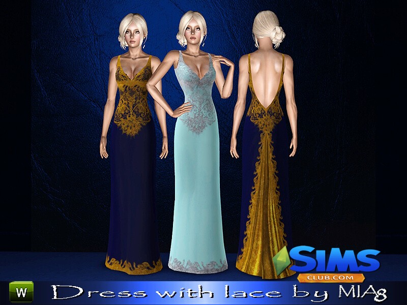 Платье Dress with lace by Mia8 для Симс 3 | Скриншот 1
