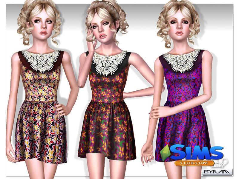 Платье TEEN Embellished Velvet Dress для Симс 3 | Скриншот 4