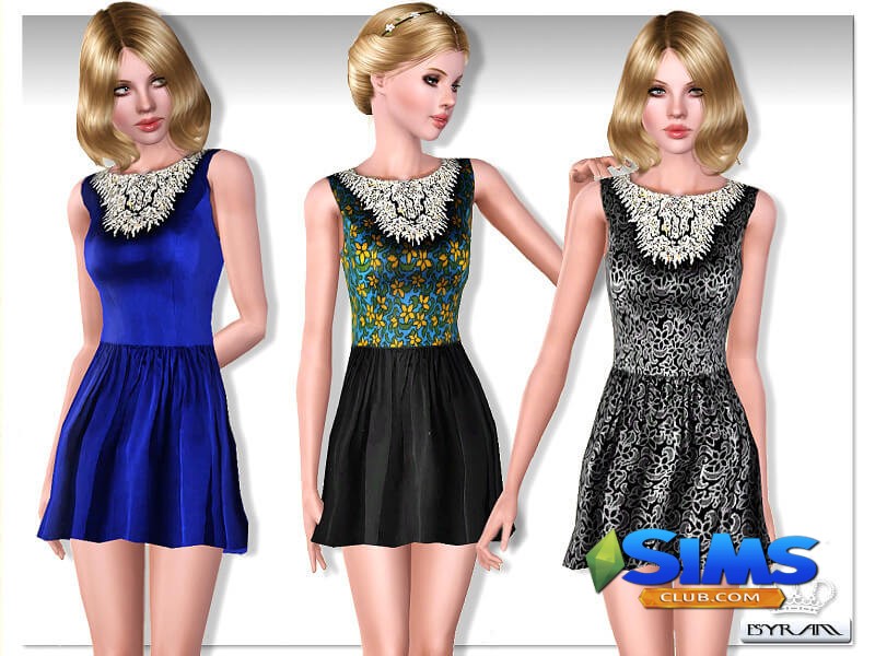 Платье Embellished Velvet Dress для Симс 3 | Скриншот 1