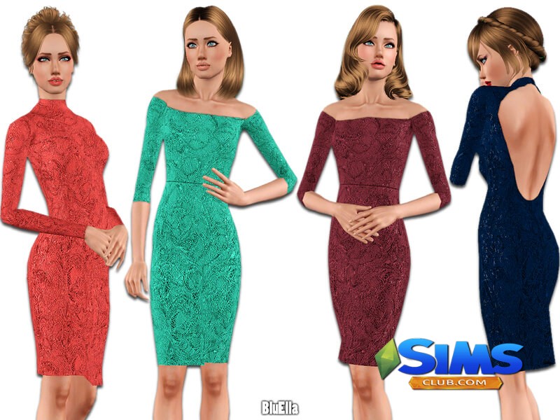 Платье Lace Pencil Dress Set для Симс 3 | Скриншот 2