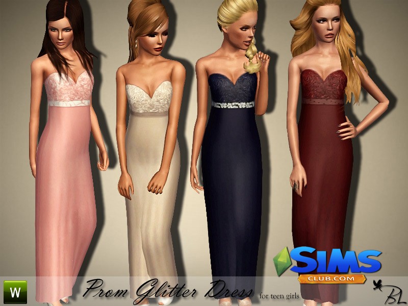 Платье Teen Prom Glitter Dress для Симс 3 | Скриншот 6