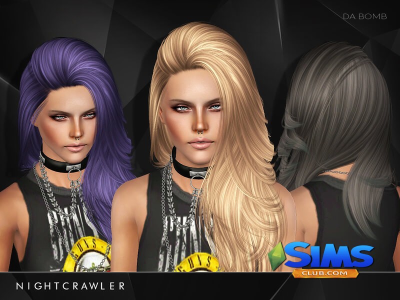 Прическа Nightcrawler_S3-AF-Hair_Da Bomb для Симс 3 | Скриншот 5