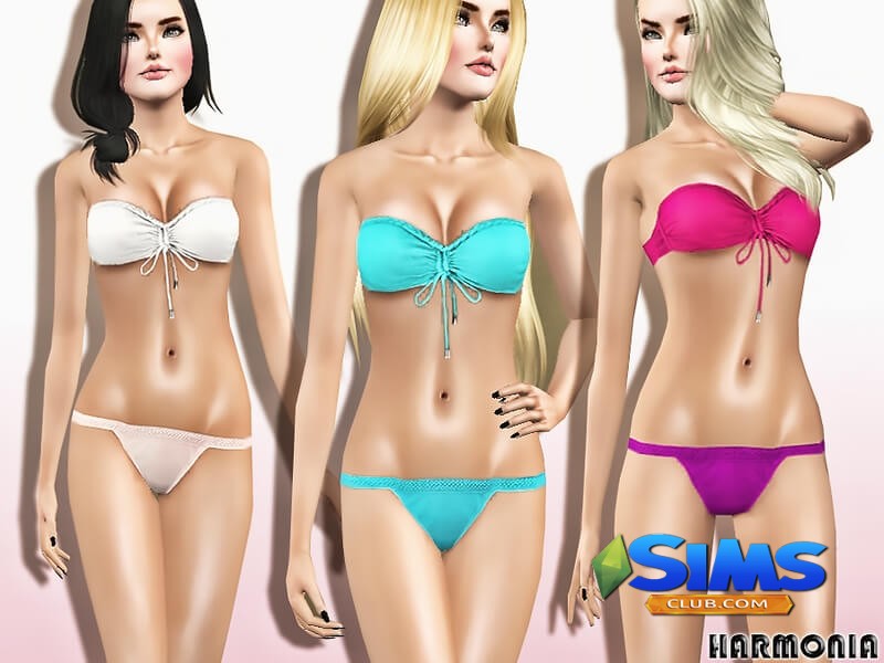 Белье Knockout Plaited Bandeau Bikini Set для Симс 3 | Скриншот 4