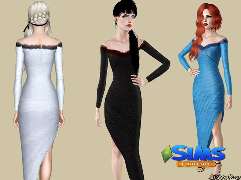 Платье Asymmetrical Side Dress для Симс 3 | Скриншот 4
