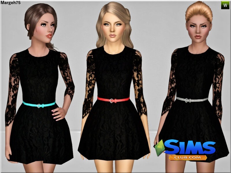 Платье Sims 3 Kaliko Lace Dress для Симс 3 | Скриншот 3