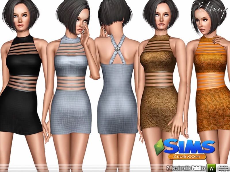 Платье Sheer Panel Dress для Симс 3 | Скриншот 1