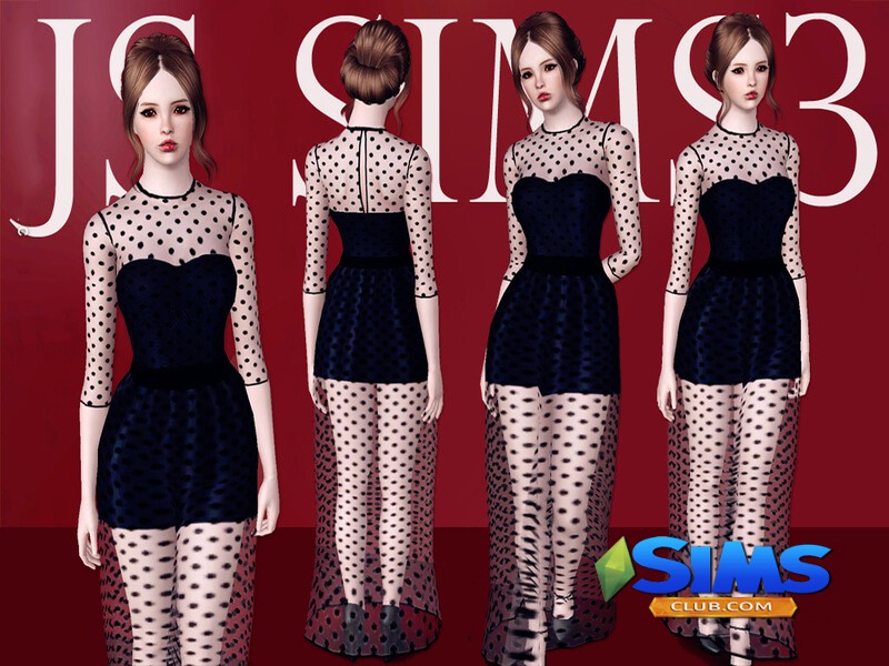 Платье Polka Dot Maxi Dress для Симс 3 | Скриншот 6