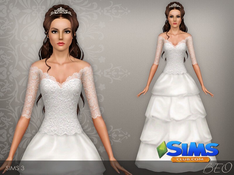 Платье Wedding dress 37 для Симс 3 | Скриншот 7