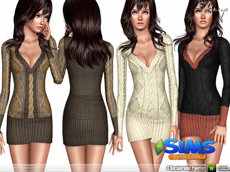 Платье Cable Knit Dress для Симс 3 | Скриншот 1