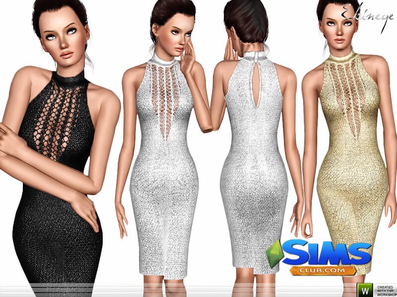 Платье Metallic Knit Dress для Симс 3 | Скриншот 5