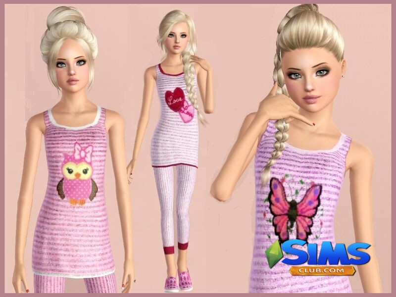 Пижама Teen pyjamas для Симс 3 | Скриншот 1