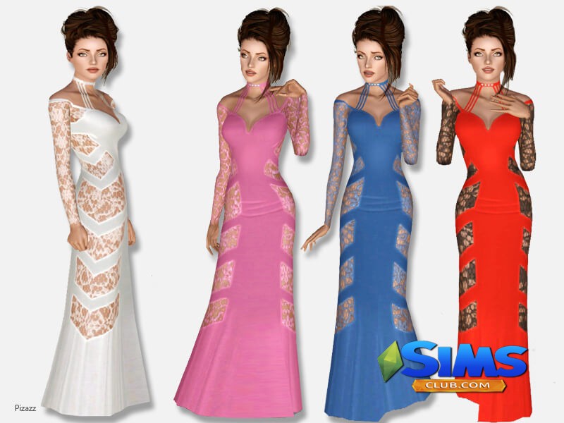 Платье Long Lace Gown для Симс 3 | Скриншот 2