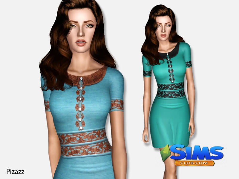 Платье Button Front Dress - Request для Симс 3 | Скриншот 1