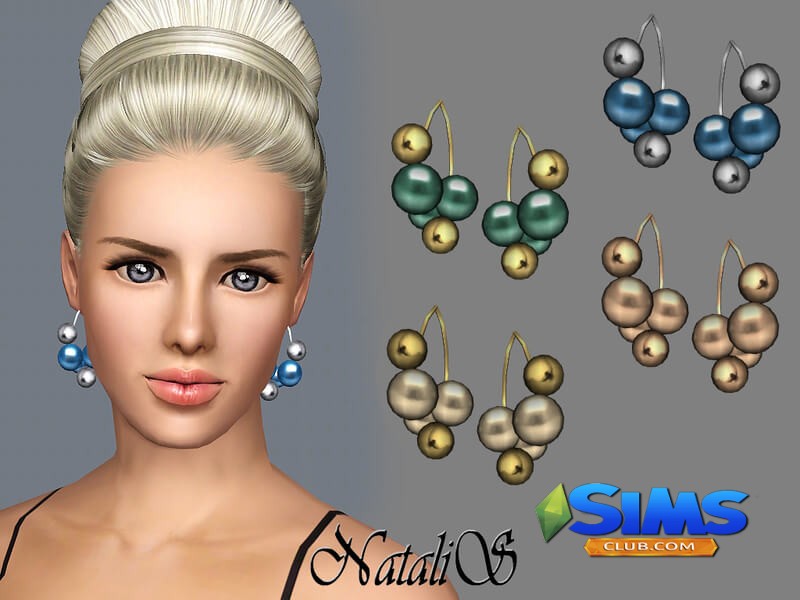 Серьги Giant pearls and beads earrings для Симс 3 | Скриншот 2